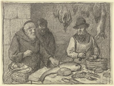 Monge com um peixeiro de Otto Scholderer