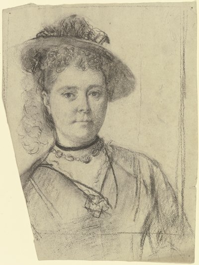 Retrato de uma senhora com chapéu de Otto Scholderer
