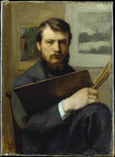 Autorretrato com paleta e pincéis de Otto Scholderer