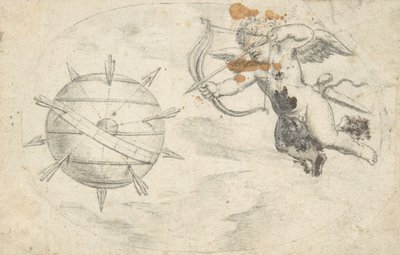 Cupid Shooting Arrows at the World Globe, 1608 ou pouco antes . de Otto van Veen.