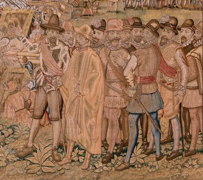 Tapeçaria flamenga. Série Triunfos e batalhas do Arquiduque Albert. A captura da cidade de Hulst (Toma de la Plaza de Hulst). Sétima tapeçaria da série. Modelo Otto van Veen e Hans I Snellinck. Fabrico Martin Reynbouts, Bruxelas de Otto van Veen