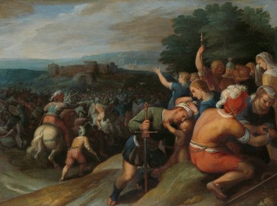 Os batavos cercam os romanos em Vetera Claudius Civilis bloqueia os romanos em Vetera Castra um de uma série de doze sobre a Insurreição dos Batavos contra os Romanos de Otto van Veen
