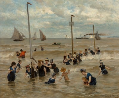 Banhando-se à beira-mar, 1876. de Otto von Thoren