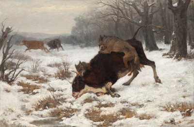 Uma vaca é atacada por lobos de Otto von Thoren