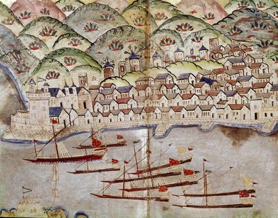 Arte Otomana: vista de Marselha, França Miniatura de Ottoman School