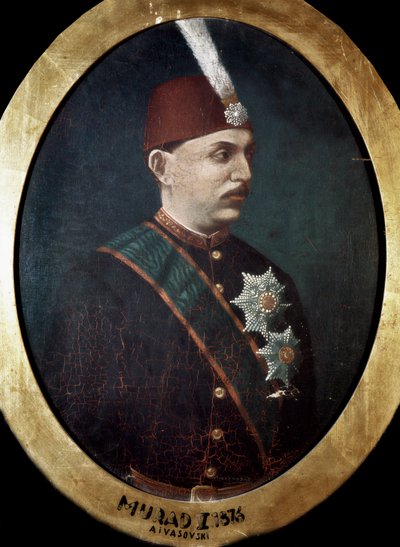 Império Otomano: Retrato do Sultão Mehmed Murad V (1840-1910)" Pintura. 1876. Topkapi Sarayi Biblioteca de Istambul de Ottoman School