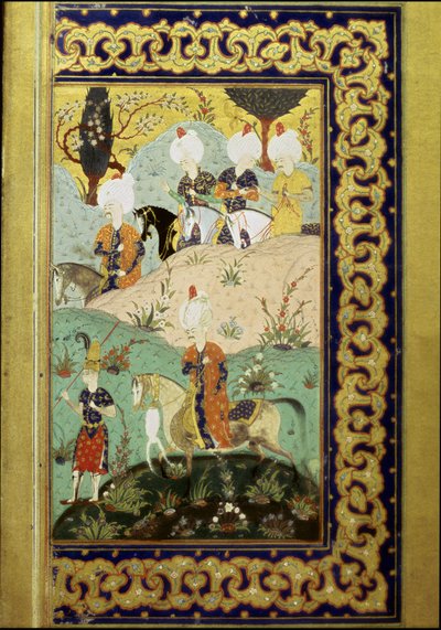 Império Otomano: representação do Sultão Selim I chamado o Terrível (1470-1520) a cavalo. Miniatura do "Divã" (coleção de poemas) escrito pelo Sultão Selim I. (Sra. FY1330, fol. 27) Século XVI. Istambul, Biblioteca da Universidade de Ottoman School