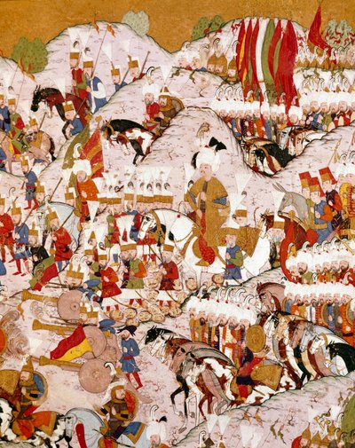 Representação da Batalha de Maomé em 29/08/1526, detalhe (miniatura de Ottoman School