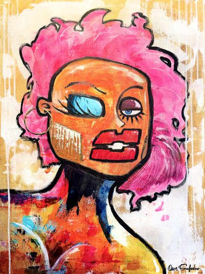Retrato abstrato de cabelo cor-de-rosa de Owe Emfestav