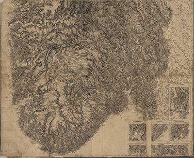 Mapa do sul da Noruega desenhado à mão de P.A. Munch