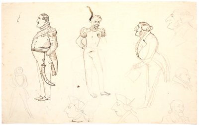 Caricatura de Frederik VII e outros, i.a. Grundtvig, provavelmente Orla Lehmann e outros. de P.C. Skovgaard