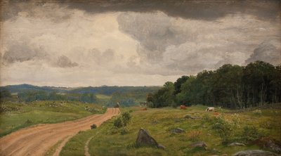 Paisagem em Kongens Møller, Sealand. Luz da tarde de P.C. Skovgaard