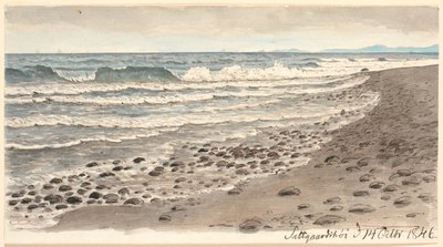Praia com vista sobre o Kattegat em direção a Kullen. de P.C. Skovgaard