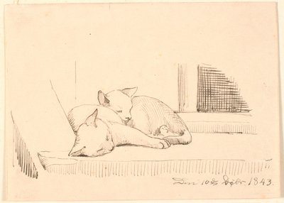 Dois gatos dormindo. de P.C. Skovgaard