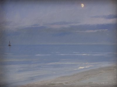 Praia de Skagen ao luar de Peder Severin Krøyer