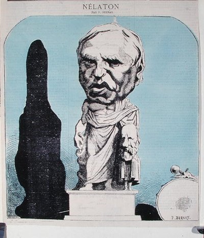 Caricatura de Auguste Nelaton (1807-73) c.1870 (gravura a cores) de P. Bernay