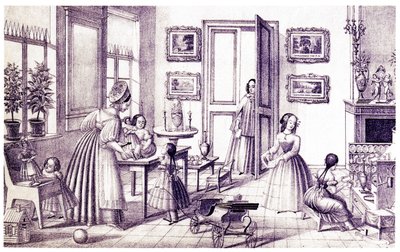 Quarto das Crianças, início do século XIX. de P. Vdovichev