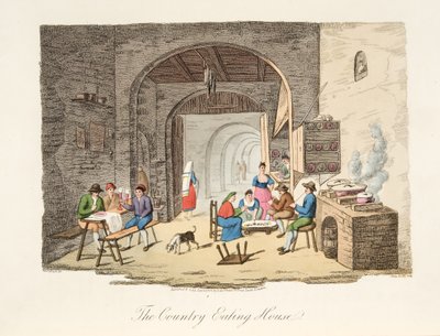The Country Eating House, de Cenário Italiano, representando os modos, costumes e diversões dos diferentes estados da Itália, pub. 1806 (gravura colorida à mão) de P. van (after) Lerberghi