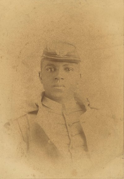 Cartão de gabinete do coronel Charles Young como cadete em West Point, 1889. de Pach Bros
