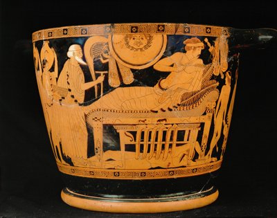 O rei troiano Priamo pede a Aquiles que lhe dê o corpo de Heitor, o seu filho morto ... de Painter Brygos