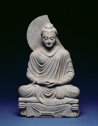 Buda sentado, Gandhara, do século I a III (xisto) de Pakistani School