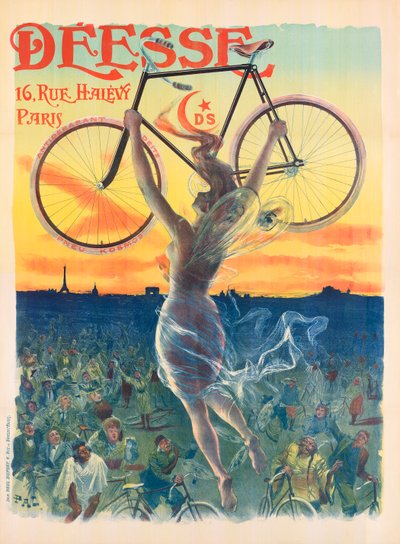 Cartaz da Arte Nova Francesa para Deesse Bicycles, c.1898 (litografia) de Pal