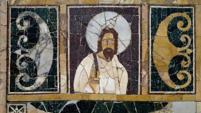 Mármore incrustado representando a face de Cristo, artefato de Roma, Itália, período cristão primitivo. de Paleo Christian