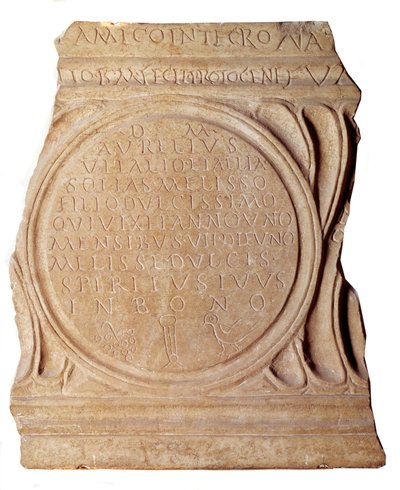 Arte Paleocristã: Epitáfio cristão de Melissus. De Roma, Paris, Museu do Louvre de Paleo Christian Paleo Christian