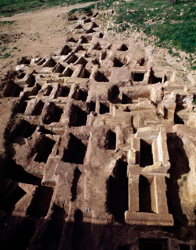 Vista da necrópole paleocristã, século IV de Paleo Christian