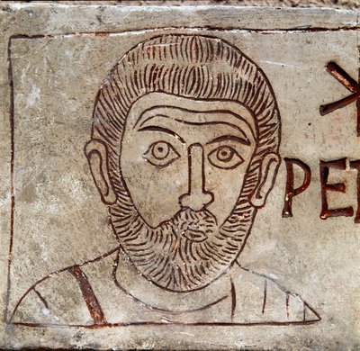 Representação de São Pedro. Grafitto Paleocreciano de Aquileia. Século I d.C. Aquileia, Museo Nazionale Paleocristiano de Paleo Christian Paleo Christian