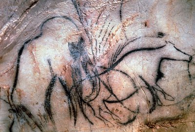 Pinturas representando mamutes e gado, da Capela dos Mamutes (pintura rupestre) de Paleolithic Paleolithic