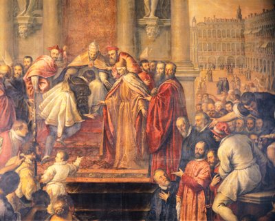 O Papa envia o jovem Otto a Barbarossa para negociar a paz (fresco) de Palma Il Giovane
