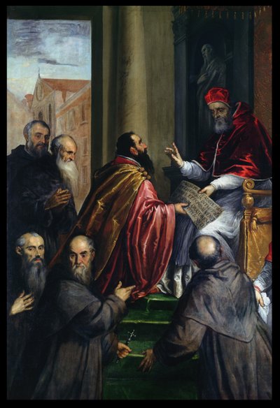 Papa Paulo IV entregando um estatuto de Palma Il Giovane