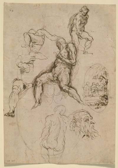 Folha de estudos para pintura no Salone del Maggior Consiglio, Palácio Ducal, Veneza, c.1578 de Palma Il Giovane
