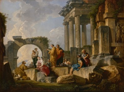 O Sermão de São Paulo entre as ruínas, 1744. de Pannini