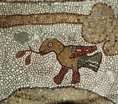 Pomba com um ramo de oliveira. Mosaico (mosaico) de Pantaleone Pantaleone