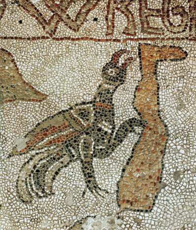 Corvo a mexer na perna de um homem morto durante o Dilúvio (mosaico) de Pantaleone Pantaleone