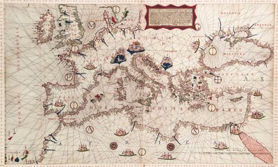 Carta dos mares Mediterrâneo, Negro e Cáspio de Paolo Forlani