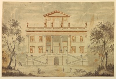 Desenho, Alçado de uma Villa, 1750-70 de Paolo Posi