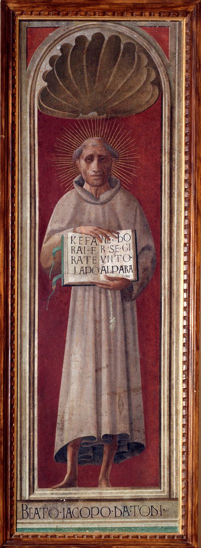 Retrato do poeta e religioso italiano Jacopo de Benedetti dit Jacopone da Todi (ca. 1233-1306) Fresco de Paolo Uccello (Paolo di Dono) (1397-1475) 1435-1440 Dim 181x59 cm Prato, Museo del 