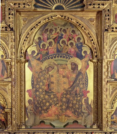 Coroação da Virgem detalhe do polyptych de Paolo Veneziano