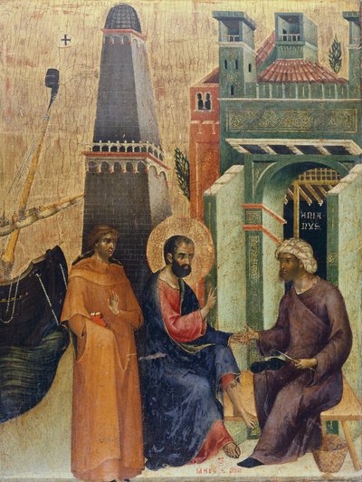 A cura do velho, detalhe do Altar de Marciana Weekday, de Paolo Veneziano (ca 1300-ca 1365) de Paolo Veneziano