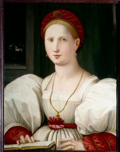 Retrato de Mulher Pintura de Paolo Zacchia (cerca de 1519-1561) (ec.ital.) Sol do século XVI. 0,73x0,55 m Lille musee des Beaux Arts de Paolo Zacchia