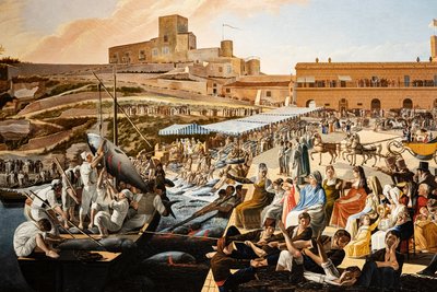 O mattanza de atum em Solanto com a presença da família real de Paolo de Albertis