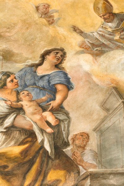 Frescos que retratam a vida de São Cataldo de Paolo di Matteis