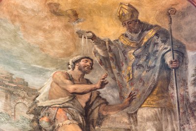 Frescos que retratam a vida de São Cataldo de Paolo di Matteis