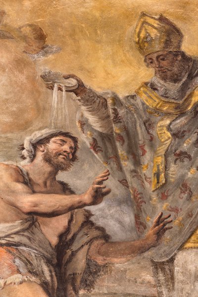 Frescos que retratam a vida de São Cataldo de Paolo di Matteis