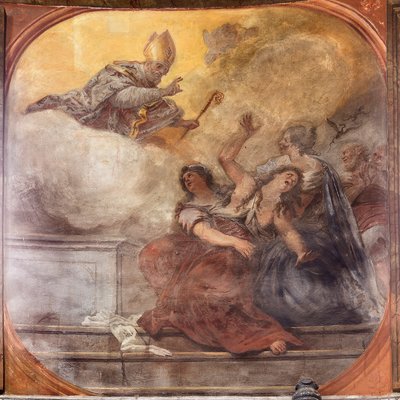 Frescos que retratam a vida de São Cataldo de Paolo di Matteis