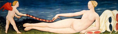 Vênus em travesseiros segurando uma guirlanda de flores com um Putto, de Paolo di Stefano Badaloni Schiavo