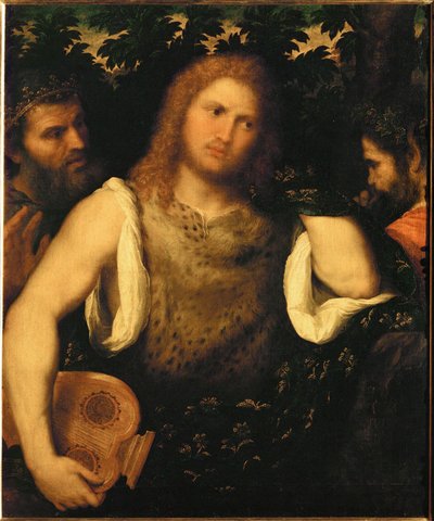 Apolo entre Marsyas e Midas (pintura sobre tela) de Paris Bordone